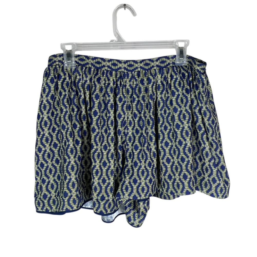 Thakoon Addition Blue Green Batik Print Pleated Skort Shorts SZ 4